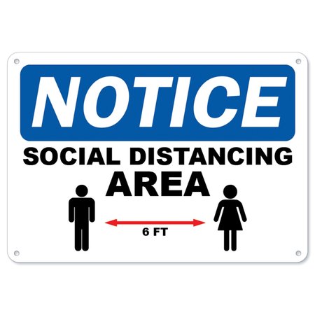 SIGNMISSION Coronavirus, Social Distancing Area, 24in X 18in Rigid Plastic, 18" H, 24" W, Social Distancing Area OS-NS-P-1824-255942